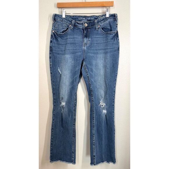 Cowgirl Tuff Co. Womens Distressed Blue Denim Jeans Size W33 L33 western bootcut - Picture 1 of 12